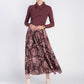 Jersey Pleated Skirt- Burgundy Swirls