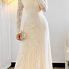 Lace V-Neck Long Sleeve Dress - Ivory