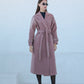Rose Leather Trim Cashmere Blend Overcoat