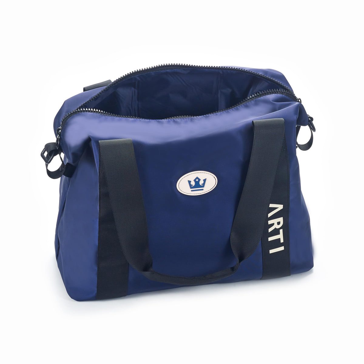ARTI navy duffle bag with spacious main compartment and sturdy handles