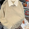 Men's Ribbed Hem Long Sleeve Sweater - Khaki