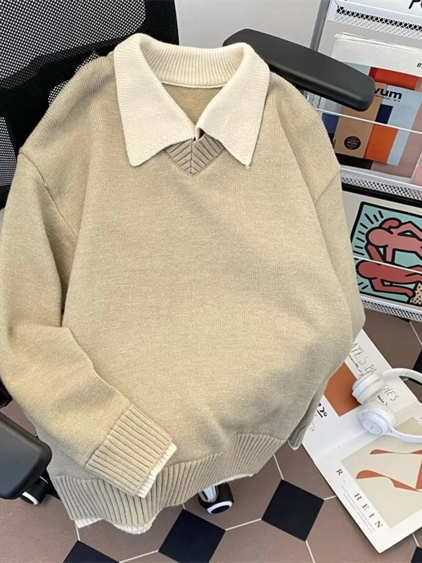 Men's Ribbed Hem Long Sleeve Sweater - Farnelli