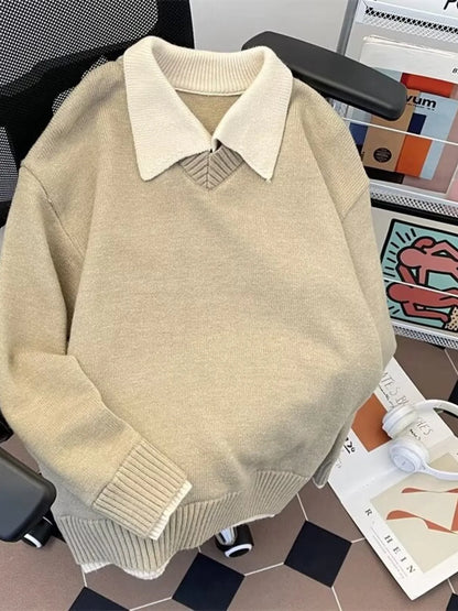 Men's Ribbed Hem Long Sleeve Sweater - Farnelli