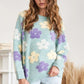 ADORA Full Size Floral Popped 2-Tone Sweater Top Plus Size - Farnelli