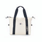 ARTI cream duffle bag with spacious zippered design and sturdy handles