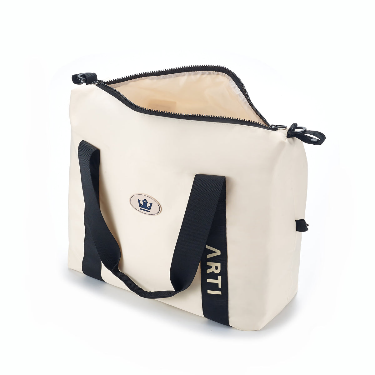 ARTI cream duffle bag with spacious design and sturdy handles