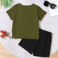 Children's Color Block Short Sleeve Top and Shorts Set - Farnelli