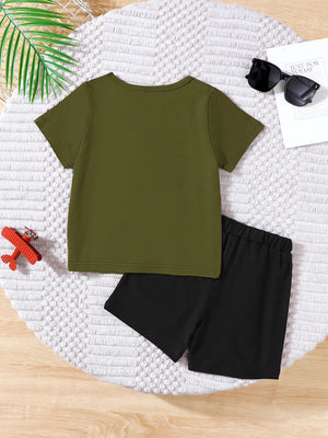Children's Color Block Short Sleeve Top and Shorts Set - Farnelli
