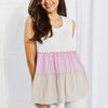 White Birch Full Size Watching the Sunset Color Block Babydoll Top - Lavender