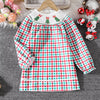 Children's Christmas Tree Plaid Dress - Multicolor