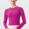 Round Neck Long Sleeve Active T-Shirt - Red-Violet