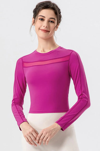 Round Neck Long Sleeve Active T-Shirt - Farnelli