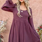 And The Why Back Lace Button Down Detail Bell Sleeve Dress - Farnelli