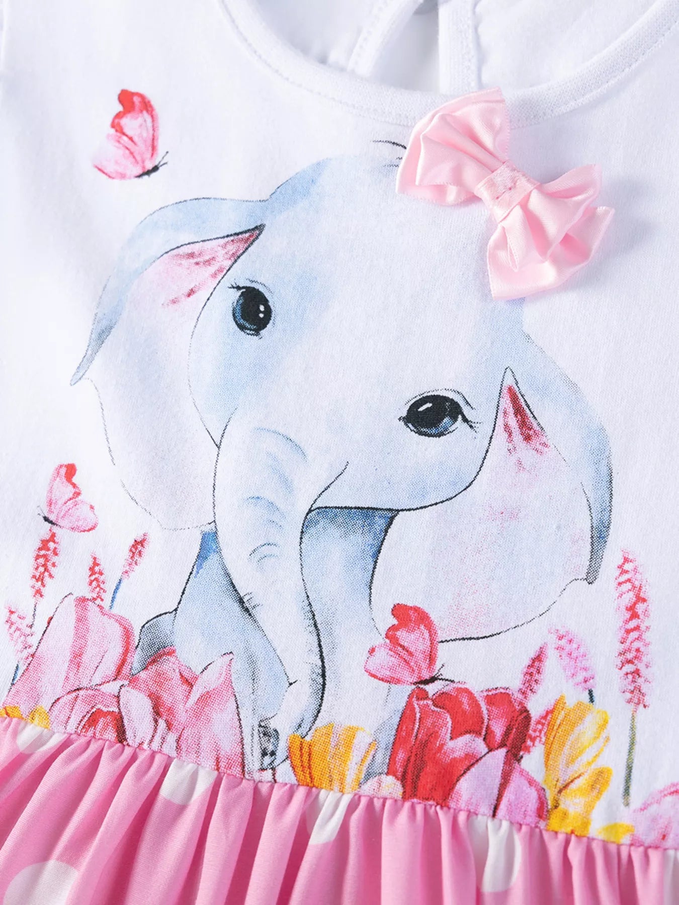 Children's Elephant Polka Dot Ruffle Hem Dress - Farnelli