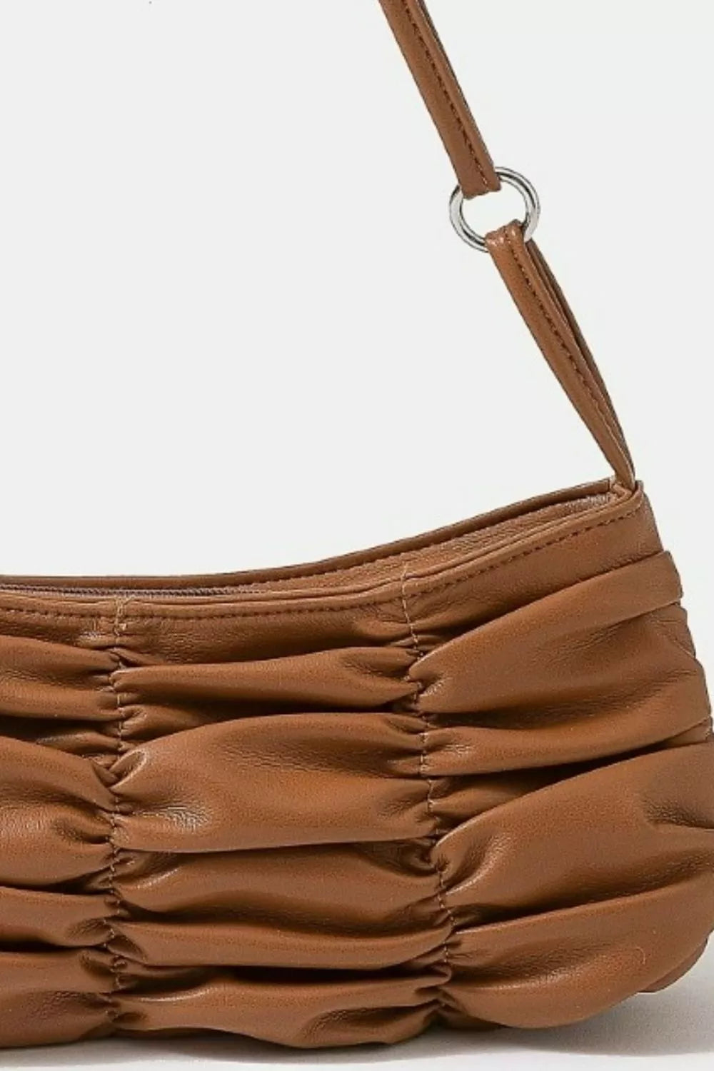 Fame Segmented Pleated Faux Leather Hand Bag - Farnelli