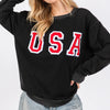 SAGE + FIG USA Letter Patch Round Neck Sweatshirt - Black