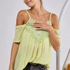 BiBi Front Crochet Lace Adjustable Strap Top - Lime