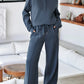 Collared Sweatshirt and High Waist Pants Active Set - Farnelli