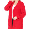 Zenana Long Sleeve Popcorn Sweater Cardigan with Pockets - RUBY