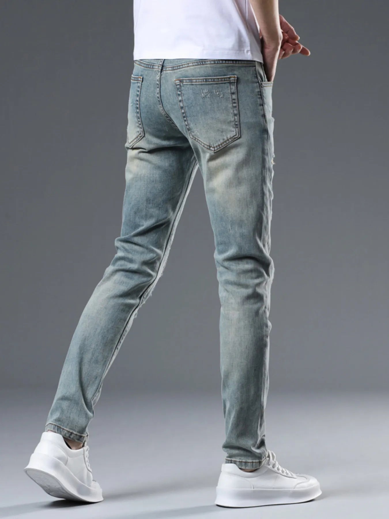 Men's Distressed Slim Fit Jeans - Farnelli