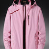 Men's Plus Size Hooded Windproof Zip Up Outdoor Jacket - Pink