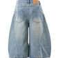 Men's Washed Wide Leg Denim Shorts - Farnelli