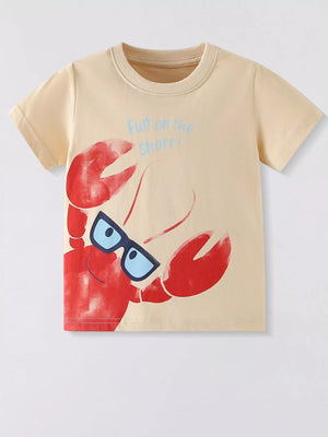 Children's Lobster Graphic Round Neck Tee - Farnelli