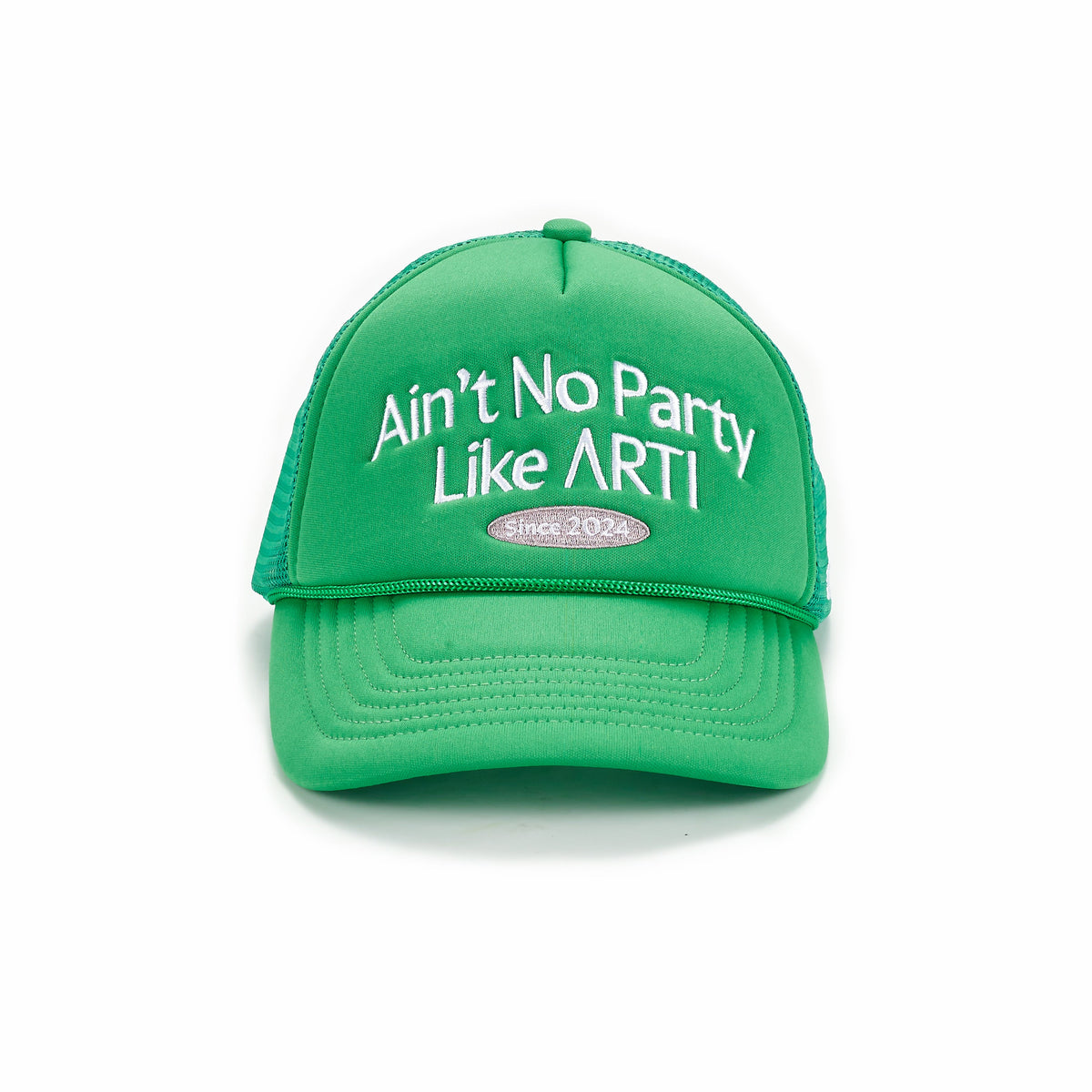 ARTI “Ain't No Party Like” trucker hat with curved brim and breathable mesh back