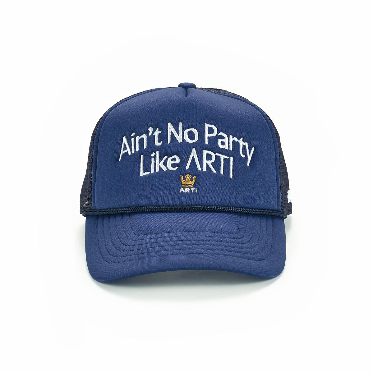 ARTI Ain't No Party Like ARTI trucker hat with mesh back and bold front lettering