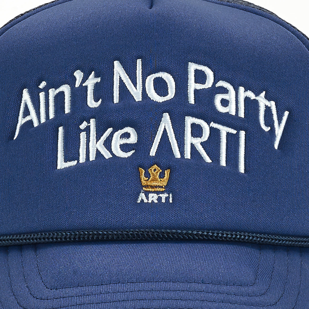 ARTI “Ain’t No Party Like” trucker hat with mesh back and curved brim