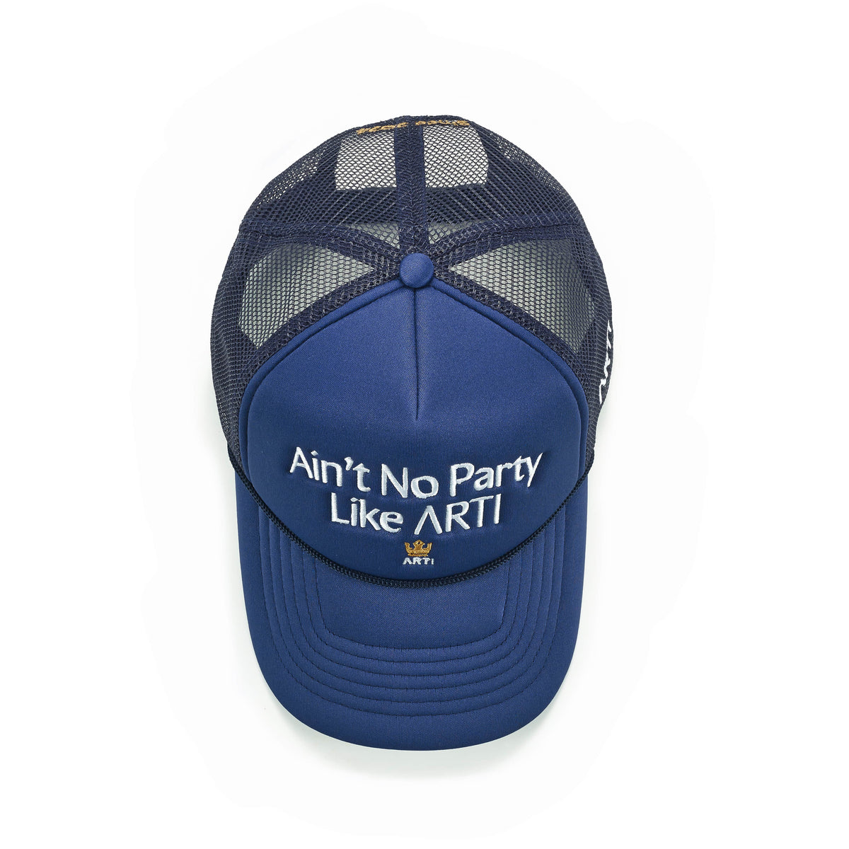ARTI Ain't No Party Like ARTI trucker hat with mesh back and curved brim