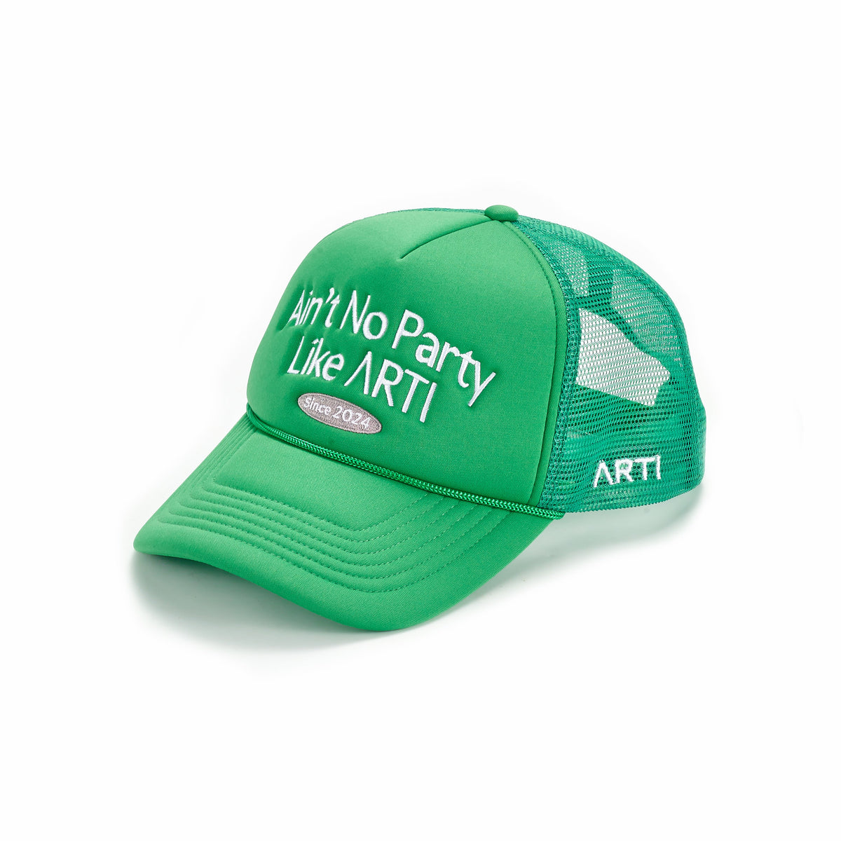 ARTI “Ain’t No Party Like” trucker hat with mesh back and curved brim