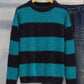 Men's Plus Size Striped Fuzzy Knit Pullover Sweater - Farnelli