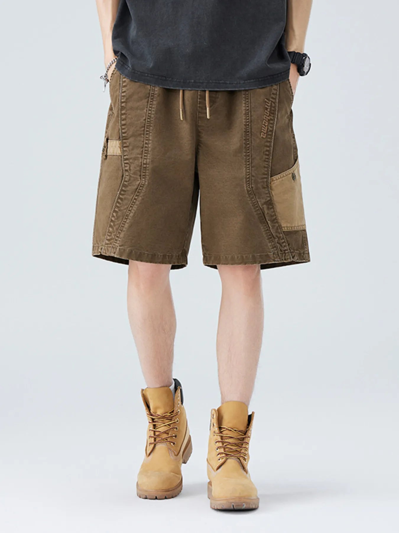 Men's Plus Size Drawstring Vintage Cargo Shorts - Farnelli