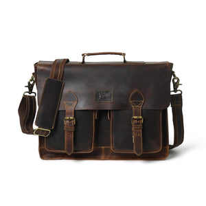 Black Wall Street Messenger Bag by Classy Leather Bags, featuring sleek leather design with sturdy handle and adjustable shoulder strap.