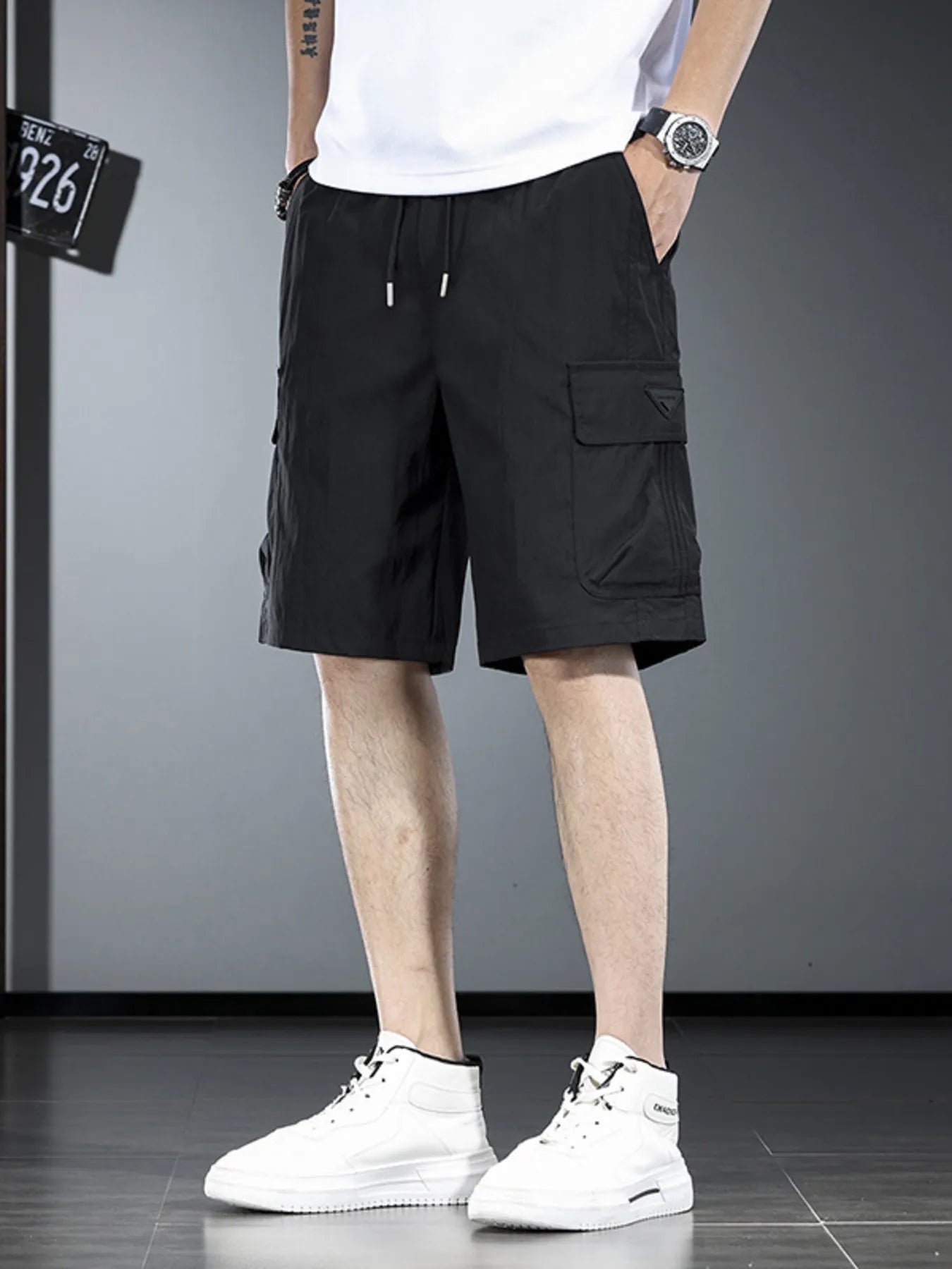 Men's Plus Size Drawstring Cargo Shorts - Farnelli