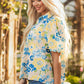 Claira Floral Puff Short Sleeve Blouse - Farnelli