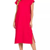 Zenana Round Neck Side Slit Midi Dress - RUBY