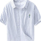 Men's Plus Size Striped Button Up Long Sleeve Shirt - Farnelli