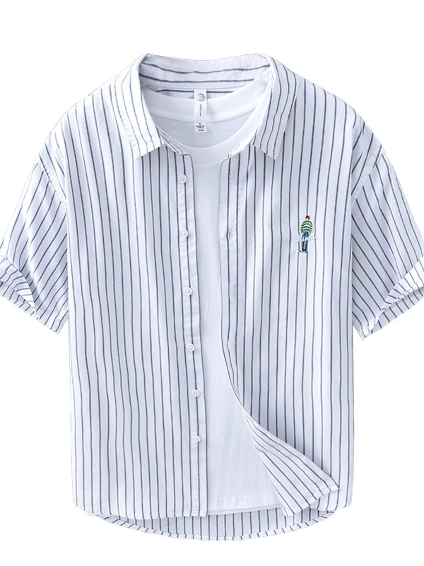 Men's Plus Size Striped Button Up Long Sleeve Shirt - Farnelli