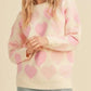 Heart Ribbed Hem Long Sleeve Sweater - Farnelli