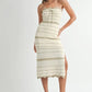 MABLE Contrast Striped Crochet Knit Midi Dress - Farnelli