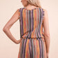 VERY J Crochet Multi Color Striped Casual Summer Romper - Farnelli