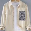 Men's Plus Size Button Up Long Sleeve Shirt - Apricot