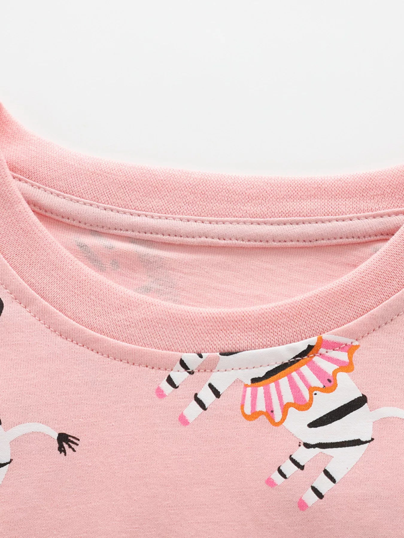 Children's Zebra Print Round Neck Top and Shorts Set - Farnelli