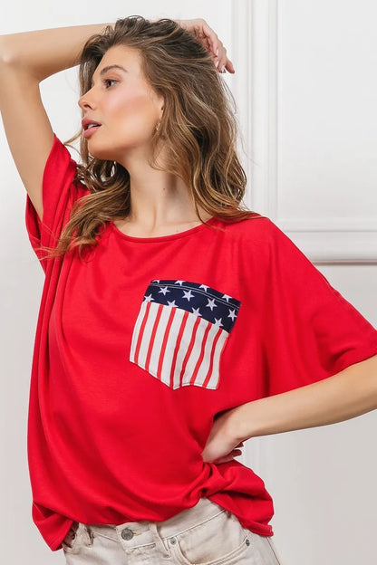 BiBi French Terry With Front Pocket Dolman Sleeves Top - Farnelli