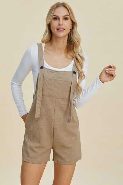 Double Take Full Size Texture Sleeveless Romper - Farnelli