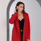 Alaska Outerwear Company Astoria red classic wraparound wool blend overcoat with a tailored silhouette