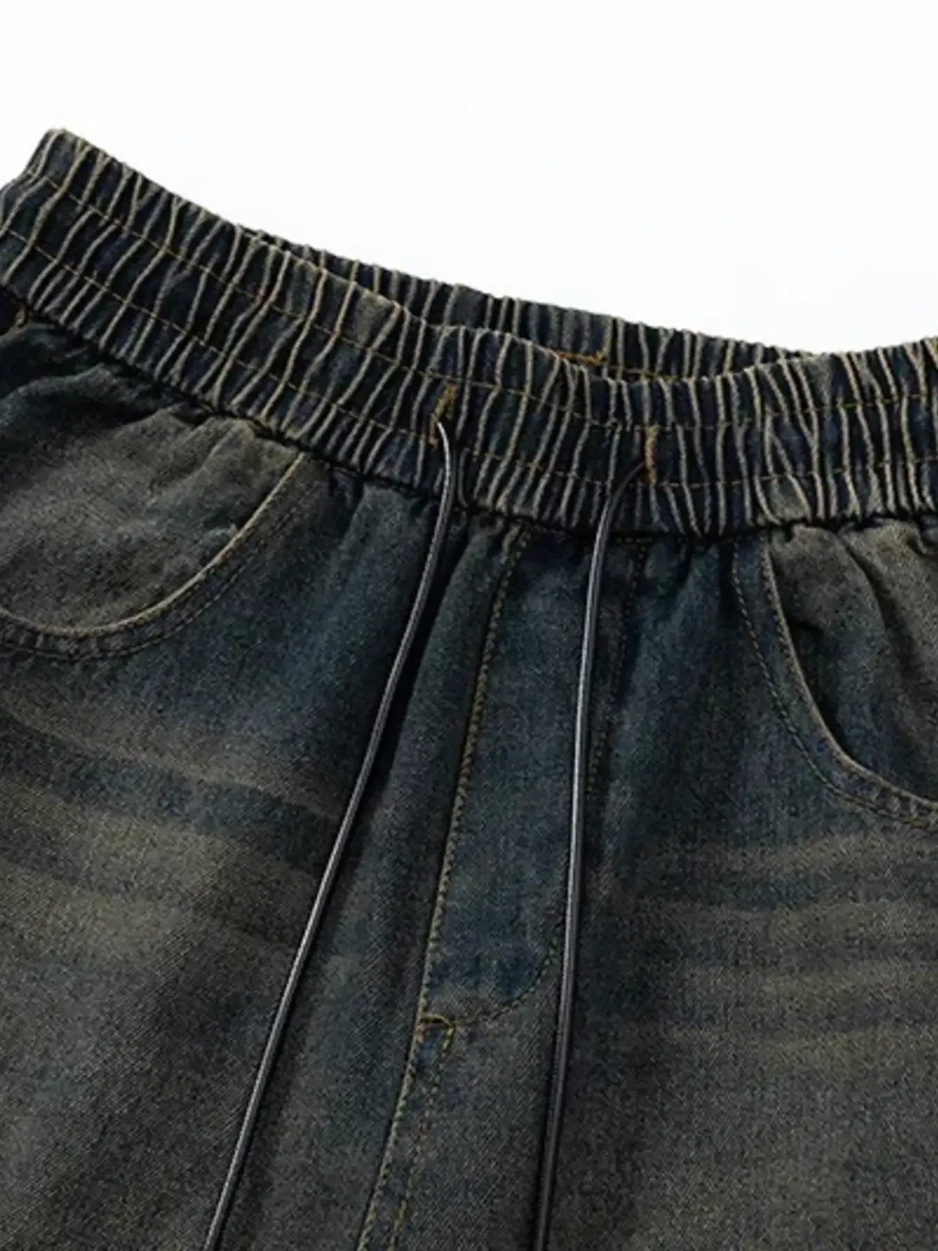 Men's Elastic Waist Washed Cargo Jeans - Farnelli