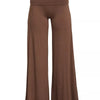 Zenana Fold Over Waist Comfy Wide Leg Pants - BROWN